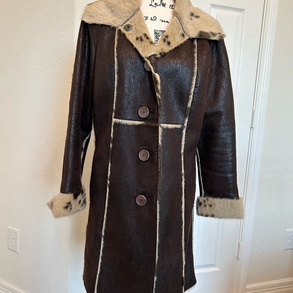 Women’s Brown Faux Cowhide Coat - Picture 2 of 11